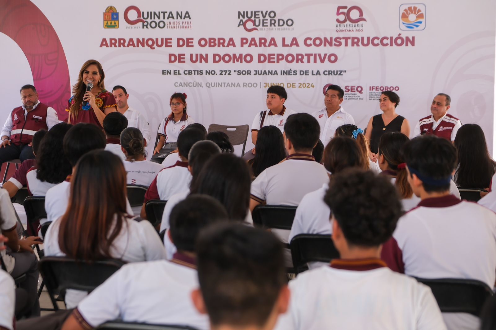 Inicia la construcción del domo deportivo en el CBTIS 272 de Cancún