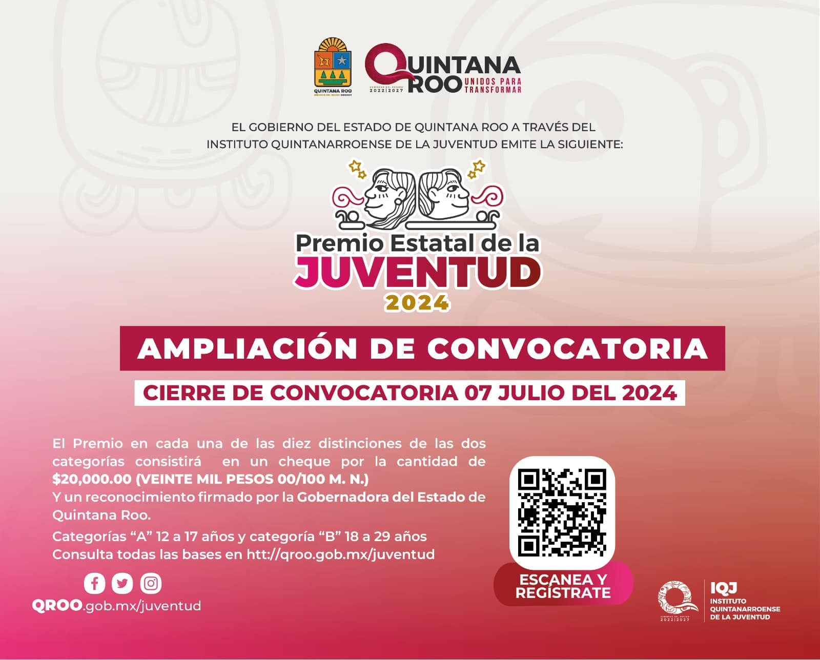 Amplían plazo para el premio estatal de la juventud 2024